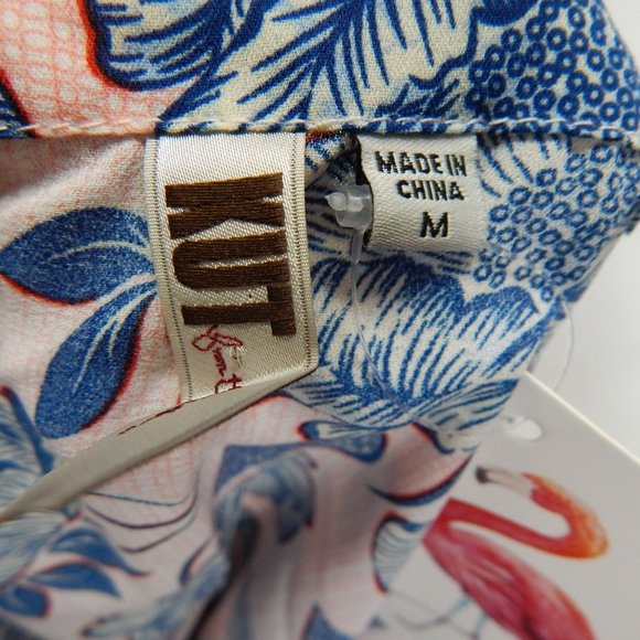 KUT From The Kloth Cold Shoulder Floral Top Size M Pink Blue - Picture 9 of 9